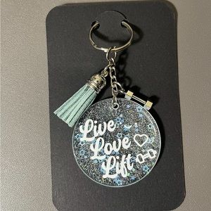 Hand crafted gym motivation teal stars keychain